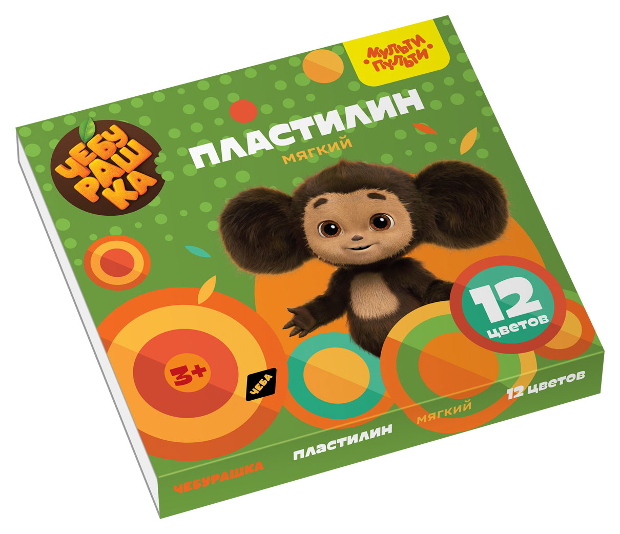 

Пластилин Мульти-пульти Чебурашка со стеком 12 цветов, 144 г