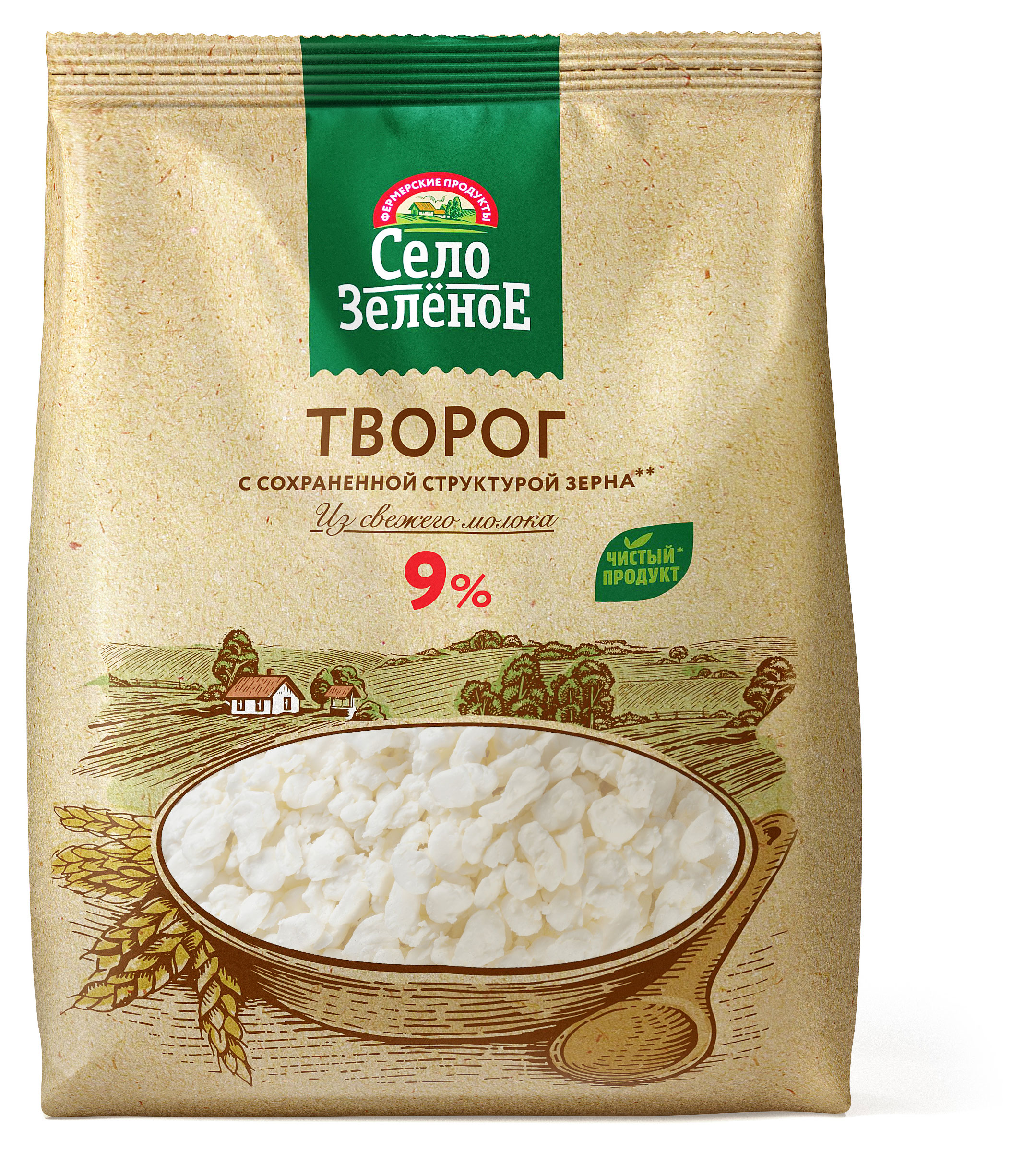 Изображение товара Творог рассыпчатый «Село Зеленое» 9% БЗМЖ, 500 г