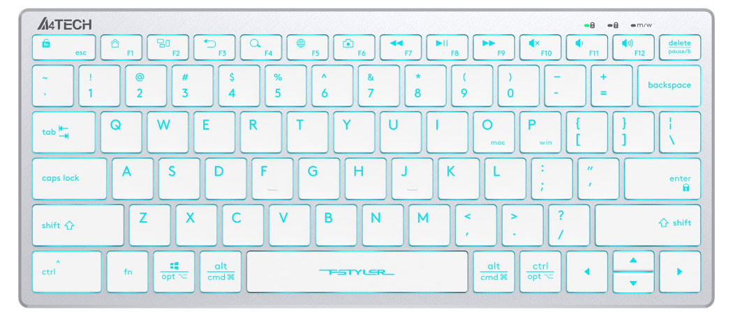 

Клавиатура проводная A4Tech Fstyler USB slim FX61 с подсветкой белая