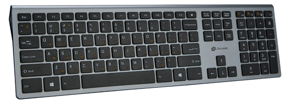 

Клавиатура Оклик 890S серый USB беспроводная slim