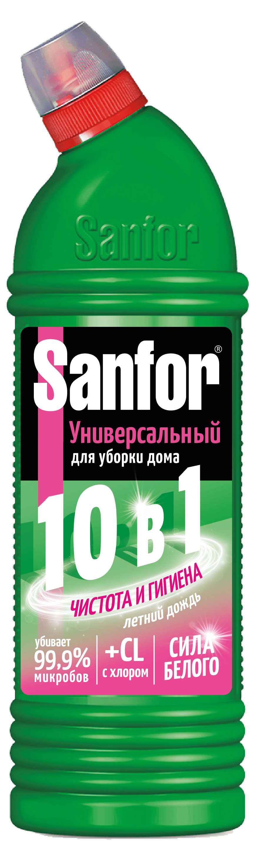 

Гель дезинфицирующий Sanfor Летний дождь универсальный 10в1, 1 л