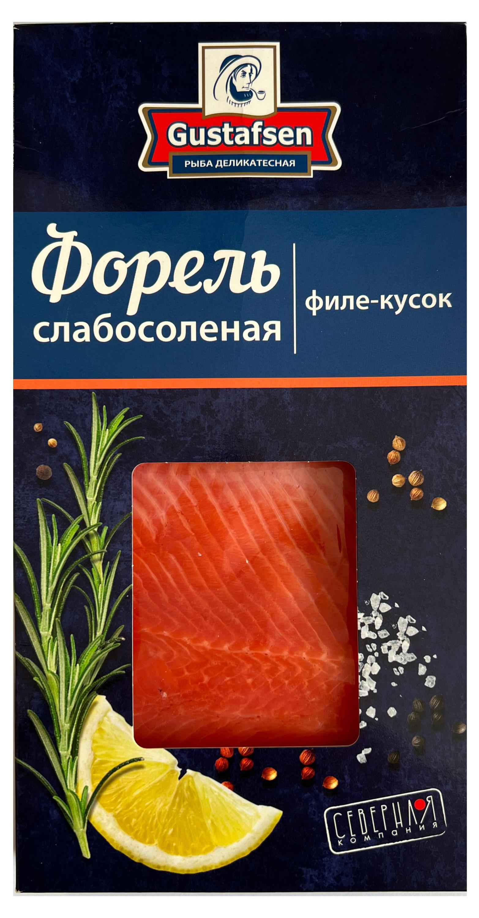 

Форель филе-кусок слабосоленая Gustafsen, 180 г