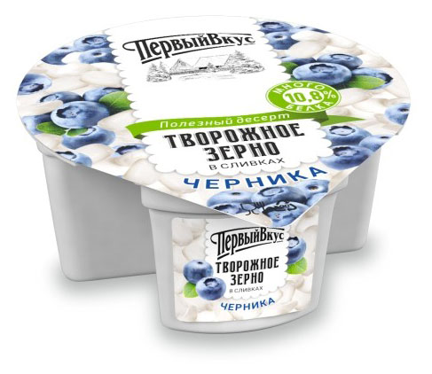 

Творожное зерно Первый вкус в сливках с черникой 5% БЗМЖ, 130 г