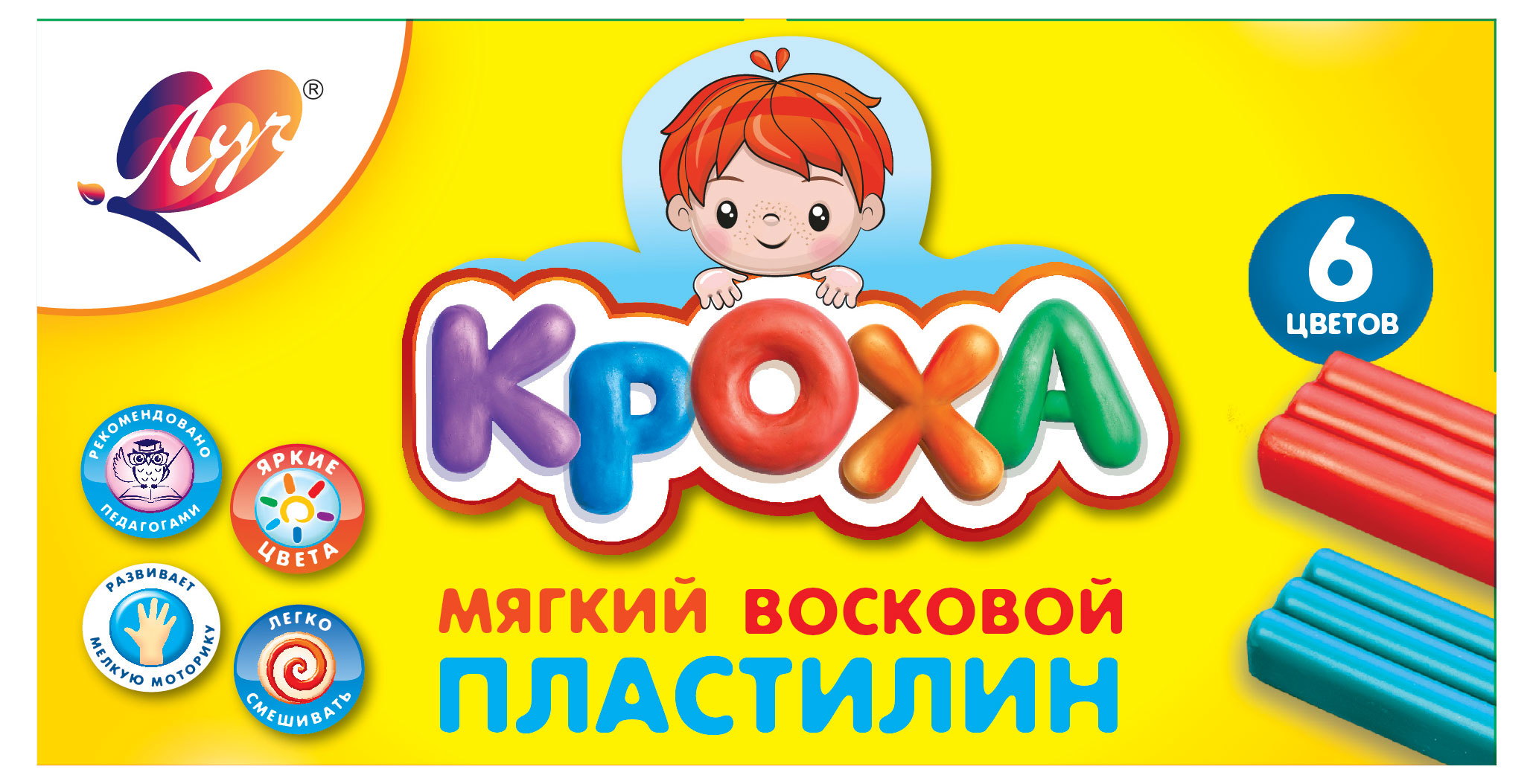 

Пластилин мягкий Луч Кроха, 6 цветов