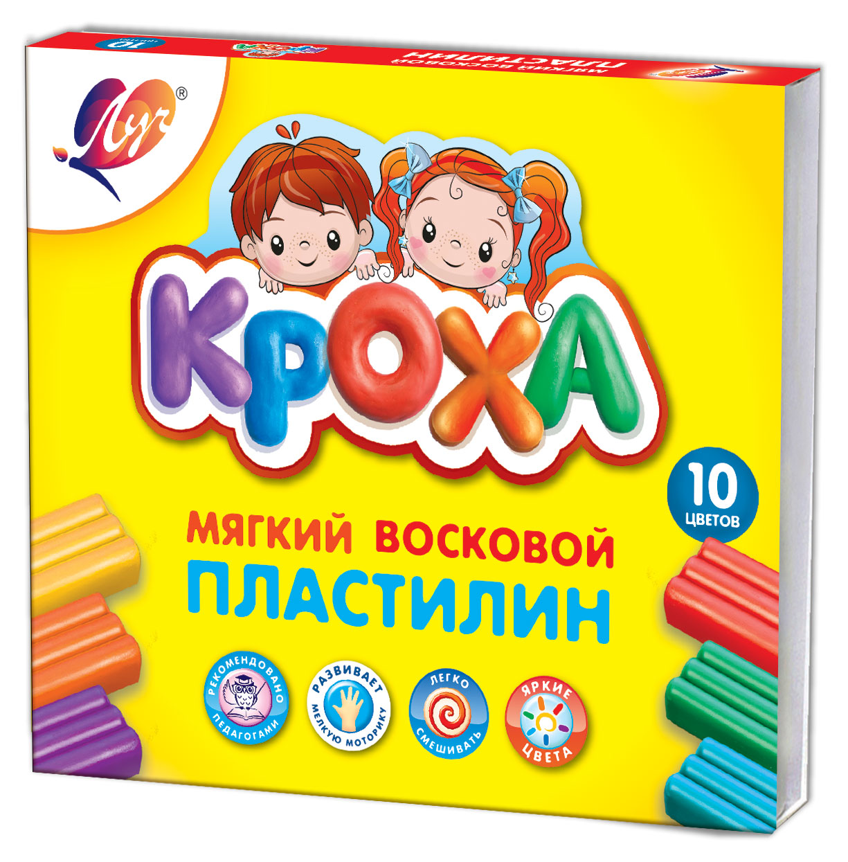 

Пластилин мягкий Луч Кроха, 10 цветов