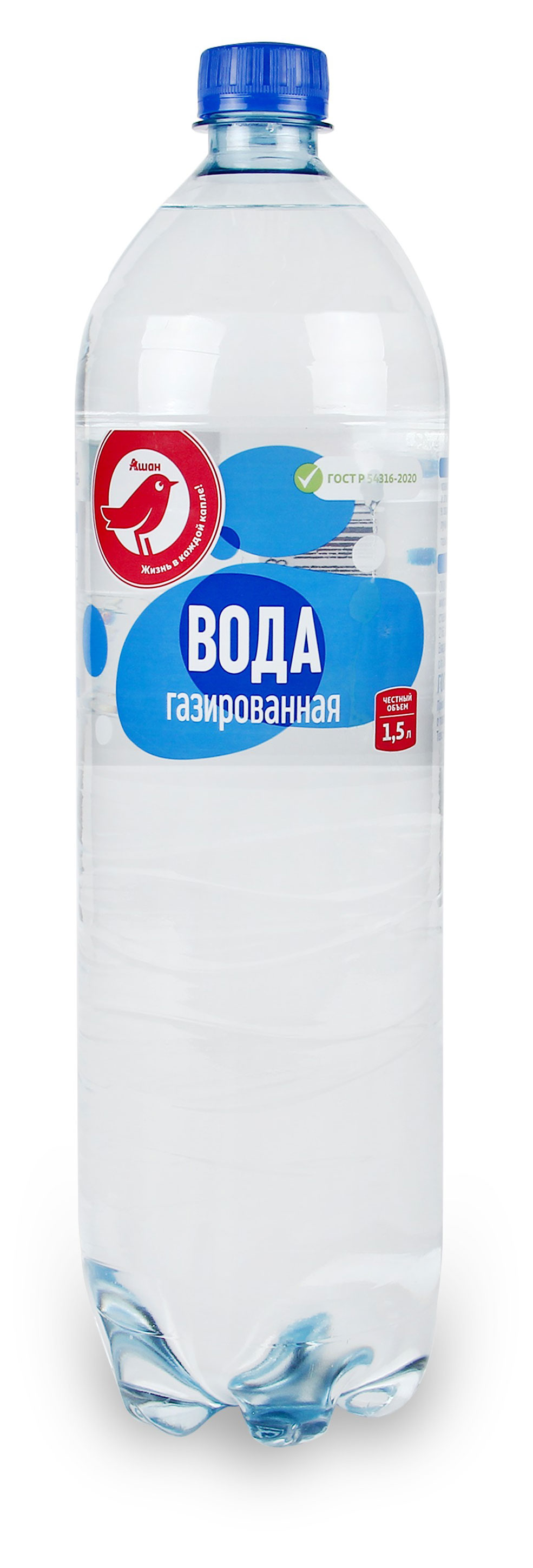 

Вода АШАН Красная птица газированная, 1,5 л