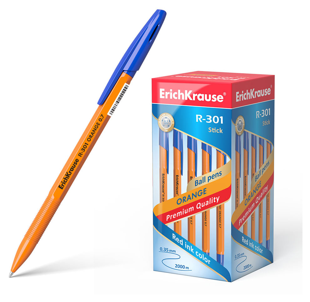 

Ручка шариковая ErichKrause Orange Stick R-301 синяя 0,7 мм, 1 шт