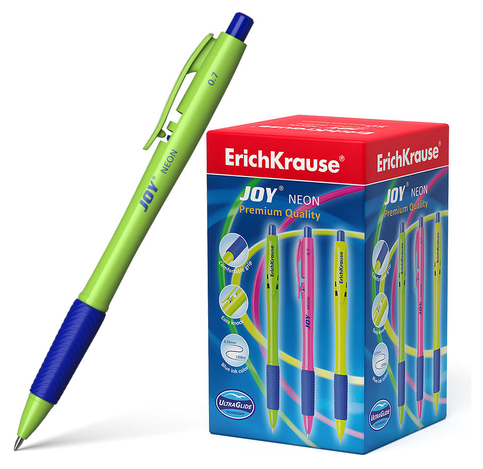 

Ручка шариковая ErichKrause JOY Neon синяя 0,7 мм, 1 шт