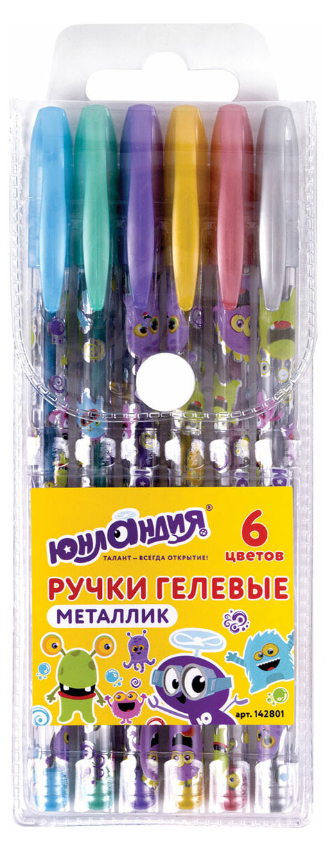 

Ручки гелевые ЮНЛАНДИЯ Металлик, 6 цветов