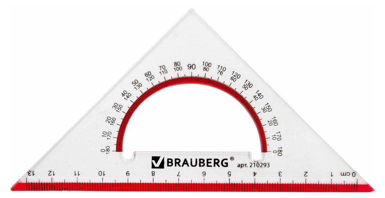 

Треугольник BRAUBERG с транспортиром 45, 13 см