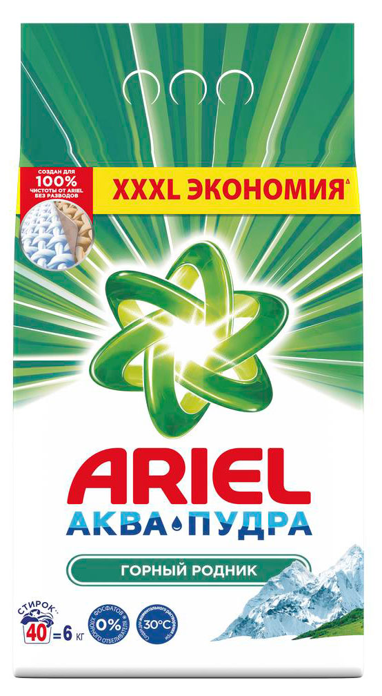

Стиральный порошок Ariel Автомат Горный родник, 6 кг (40 стирок)