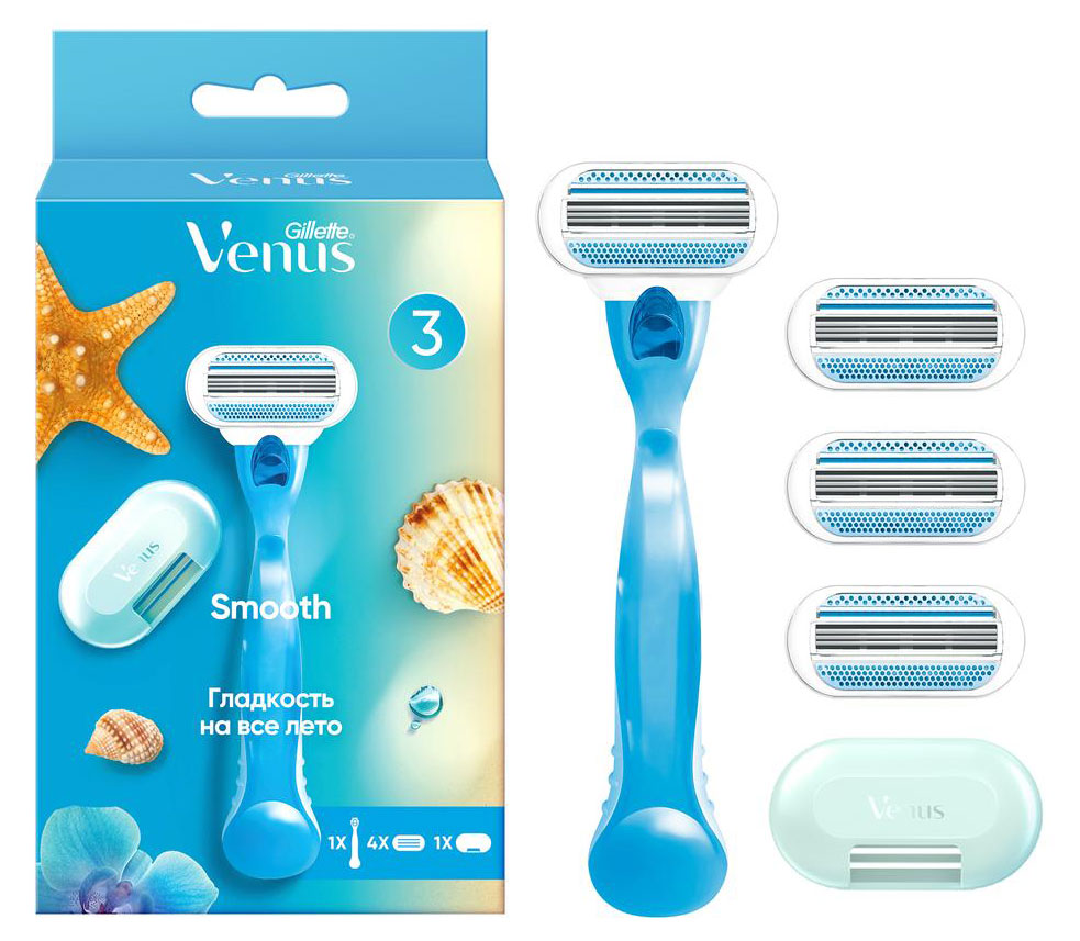 Изображение товара Женская бритва Gillette Venus с 1 кассетой и 3 запасными кассетами