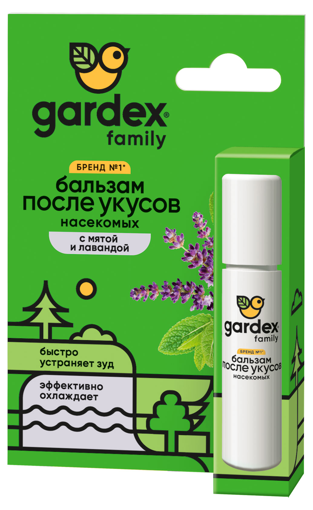 Изображение товара Бальзам после укусов насекомых Gardex мята лаванда роликовый, 7 мл