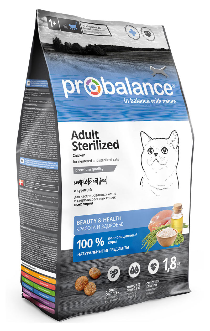 

Сухой корм для стерилизованных кошек Probalance Sterilized курица, 1,8 кг