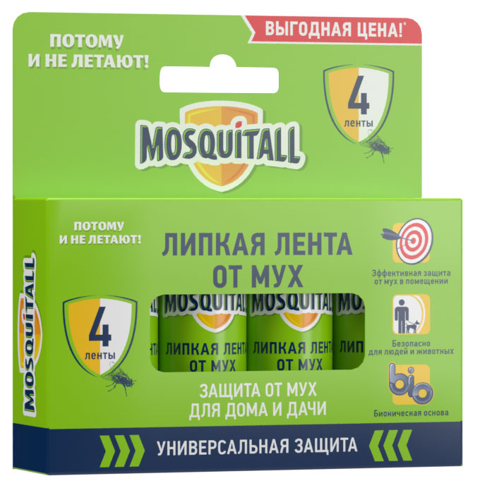 

Липкая лента от мух Mosquitall, 4 шт
