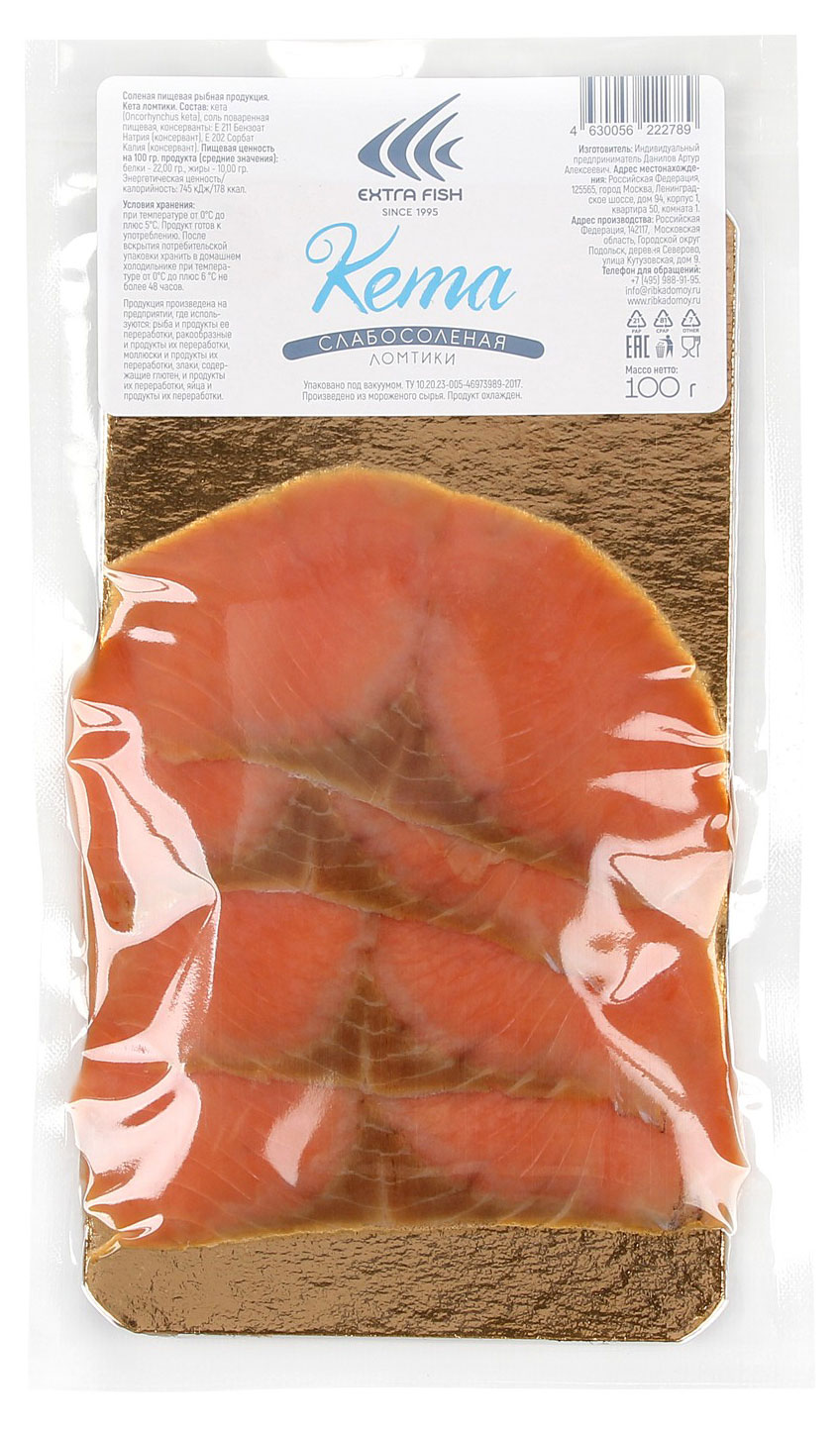 

Кета Extra Fish слабосоленая ломтики, 100 г