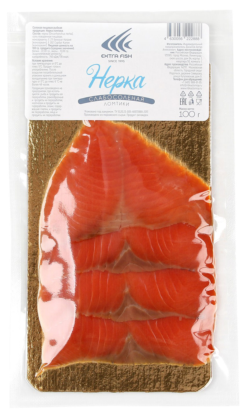 

Нерка Extra Fish слабосоленая ломтики, 100 г