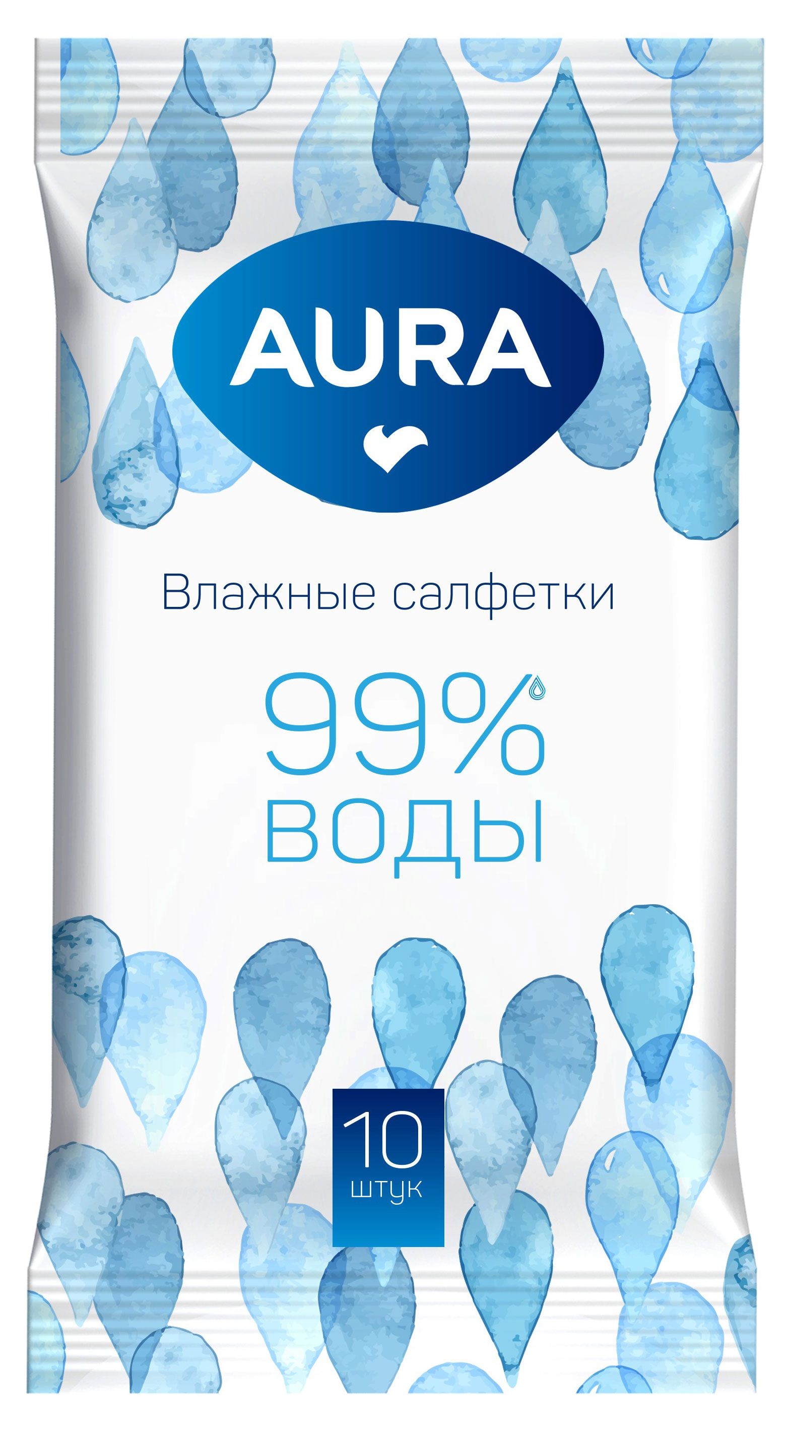 

Салфетки влажные Aura освежающие, 10 шт