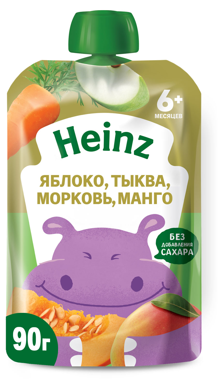 

Пюре Heinz яблоко-тыква-морковь и манго с 6 мес., 90 г