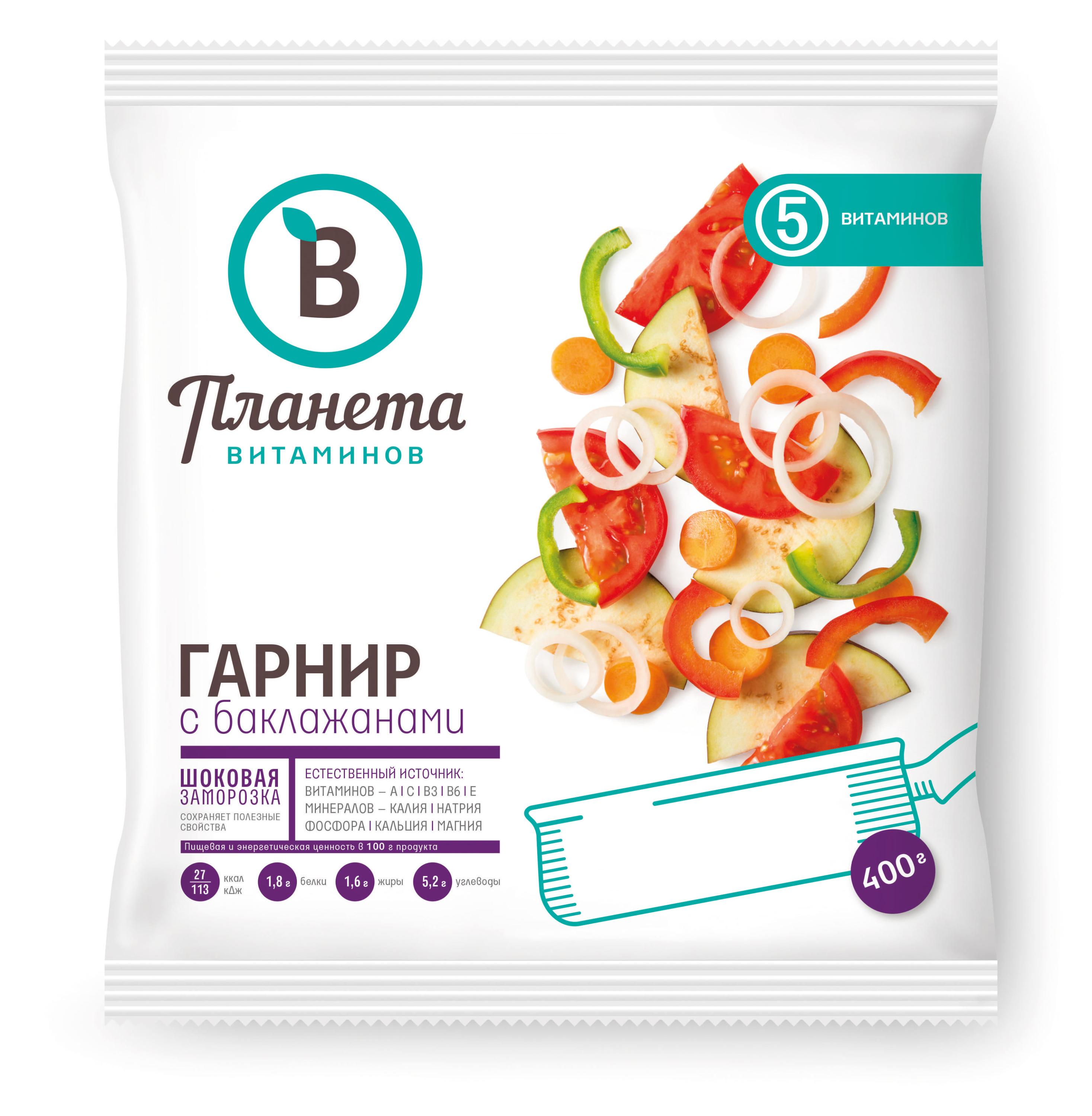 

Смесь овощная Планета Витаминов Гарнир с баклажанами Соте замороженная, 400 г