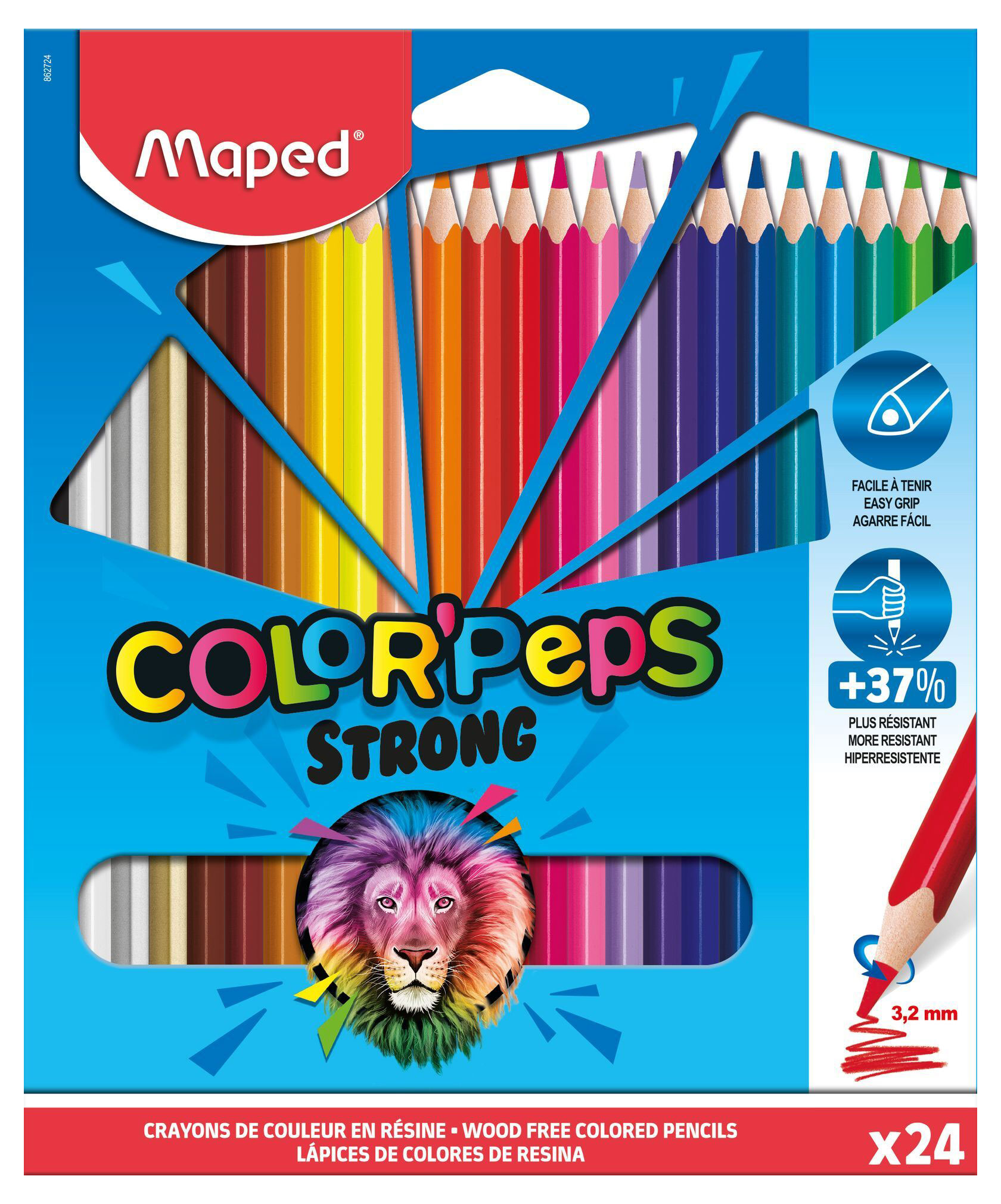

Карандаши цветные Maped Color'peps Strong трехгранные, 24 цвета