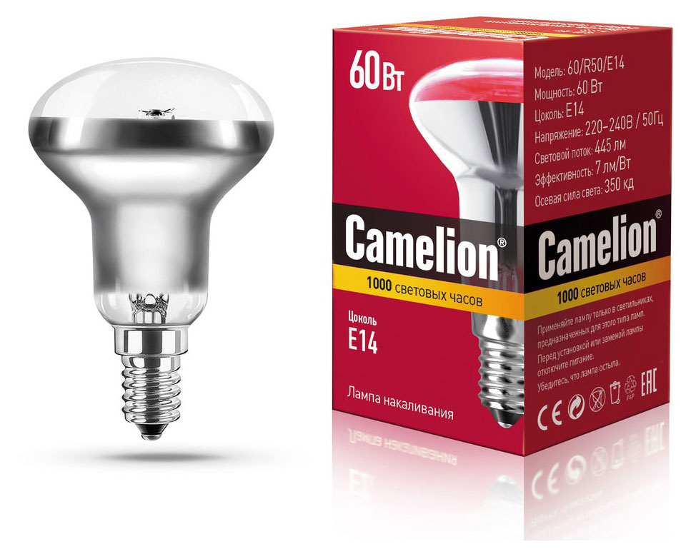 

Лампа накаливания Camelion MIC 60/R50/E14