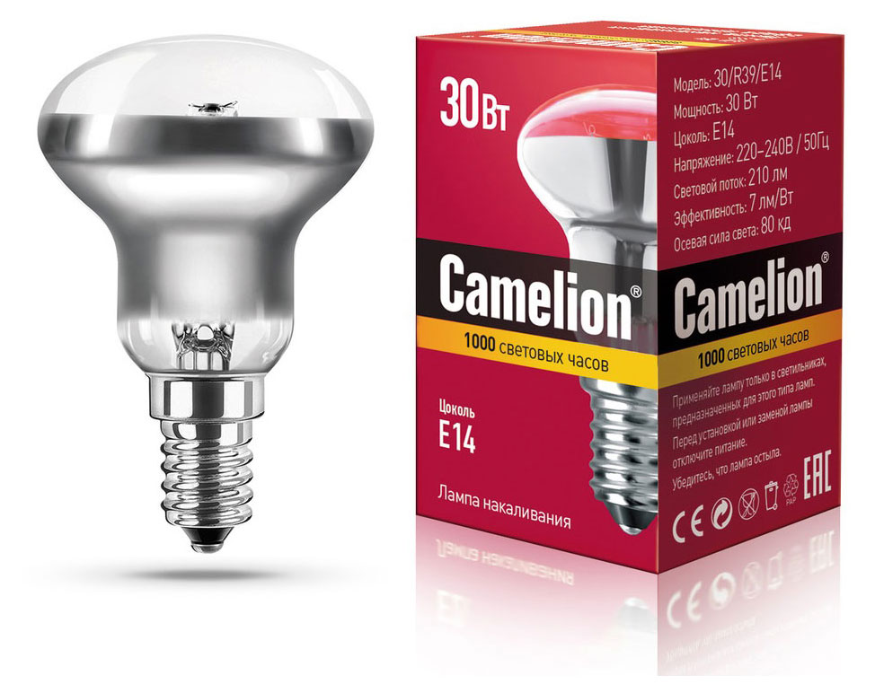 

Лампа накаливания Camelion MIC 30/R39/E14
