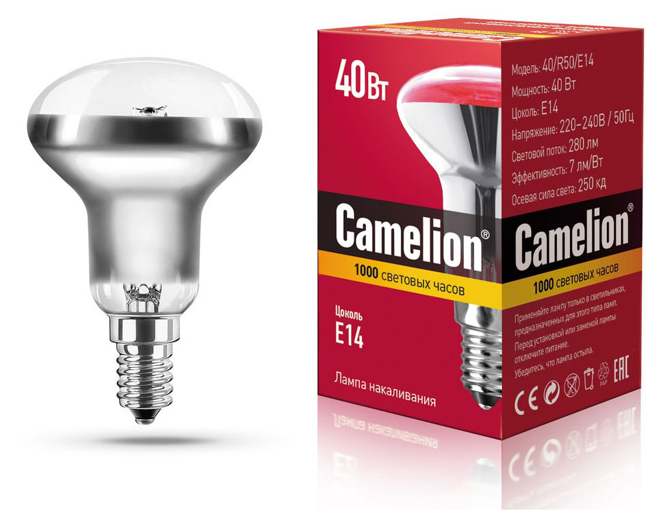 

Лампа накаливания Camelion MIC 40/R50/E14