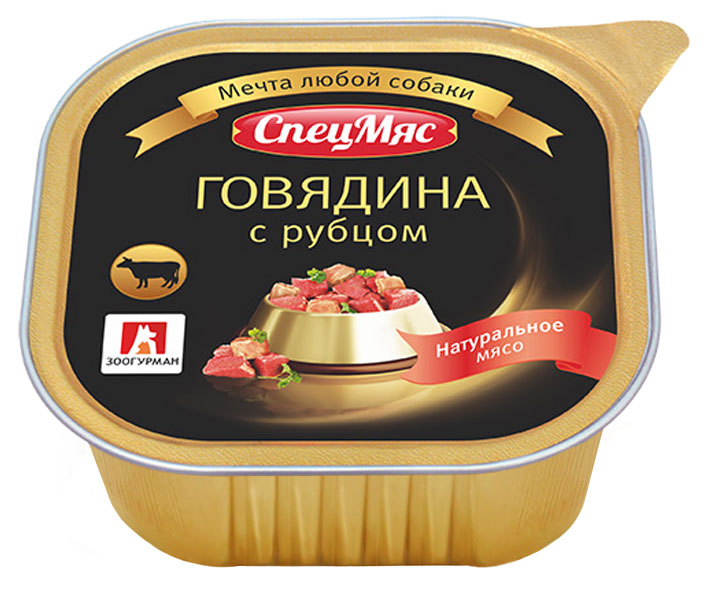 

Влажный корм для собак Зоогурман СпецМяс Говядина с рубцом, 300 г