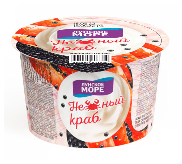 

Крем из морепродуктов Лунское море Нежный краб с икрой осетровых рыб имитированной, 150 г