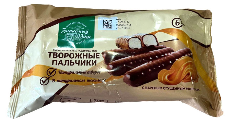 Изображение товара Палочки творожные «Знакомый вкус» с вареной сгущенкой 15% БЗМЖ, 150 г