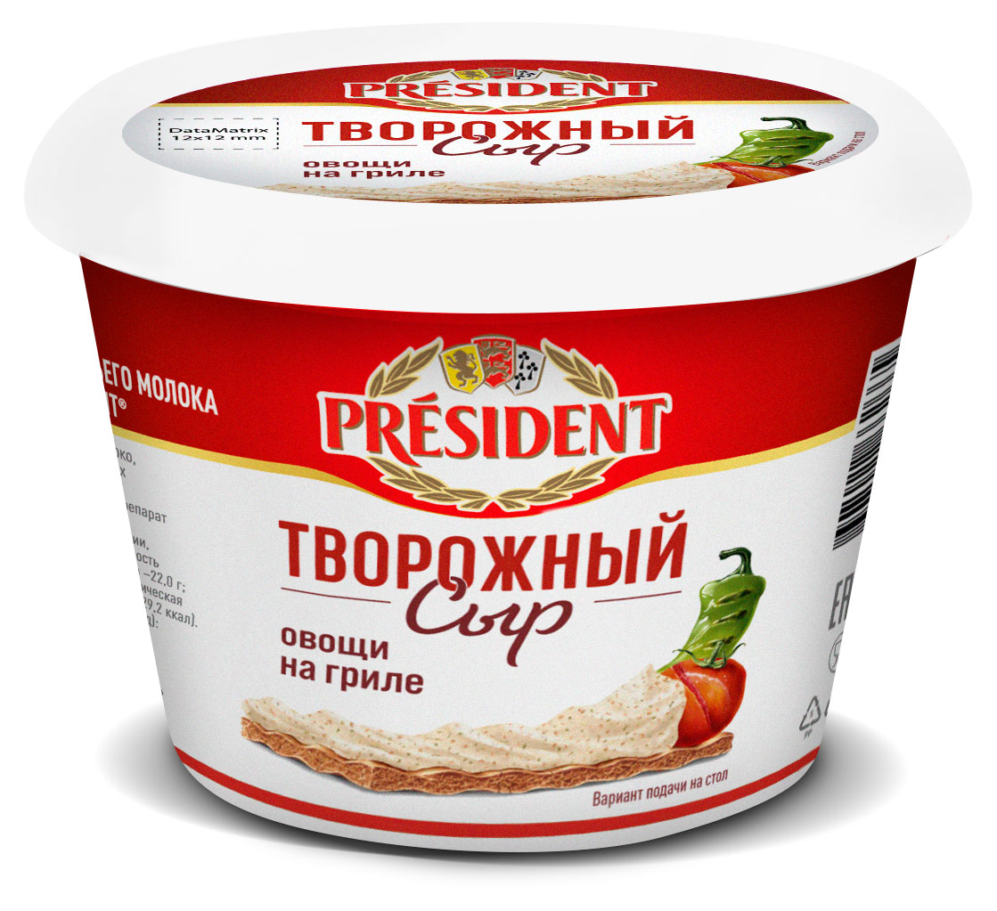 

Сыр творожный President Овощи на гриле БЗМЖ, 140 г