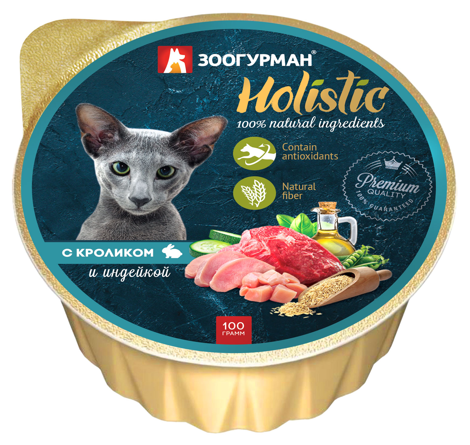 

Консервированный корм для кошек Зоогурман Holistic с кроликом и индейкой, 100г