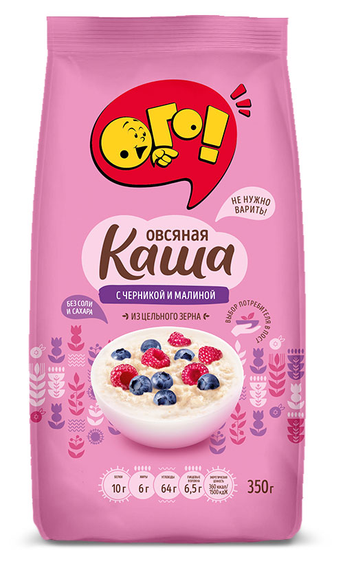 

Каша овсяная ОГО! с черникой и малиной, 350 г