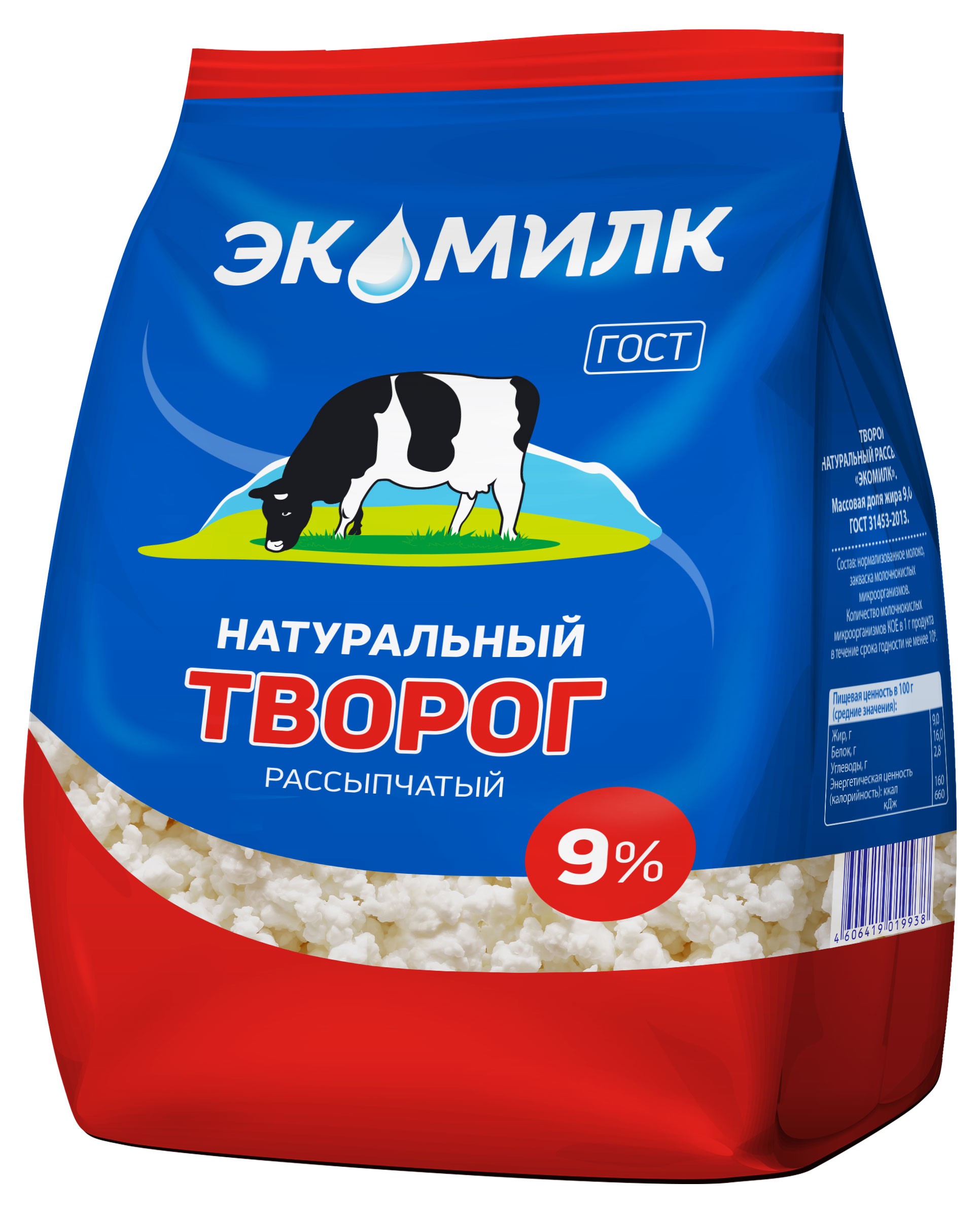 

Творог рассыпчатый Экомилк 9% БЗМЖ, 350 г