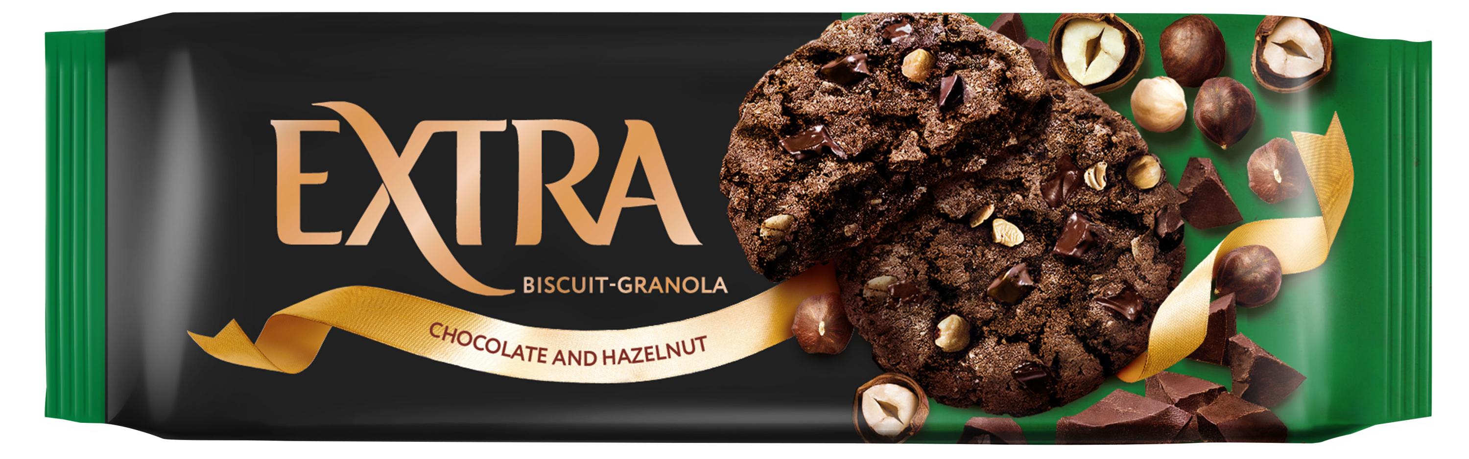 

Печенье сдобное Extra Гранола с шоколадом и фундуком, 150 г