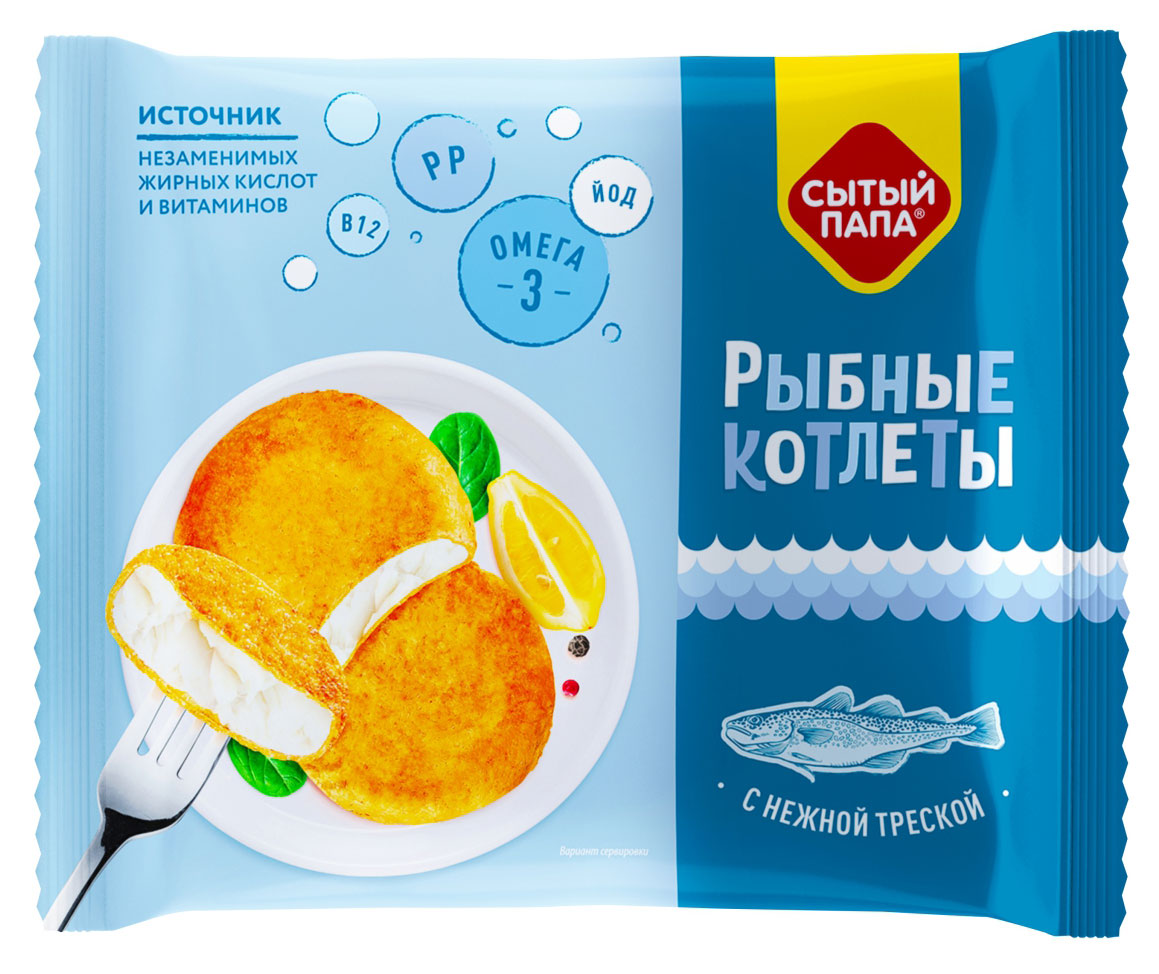 

Котлеты рыбные Сытый папа с треской, 300 г