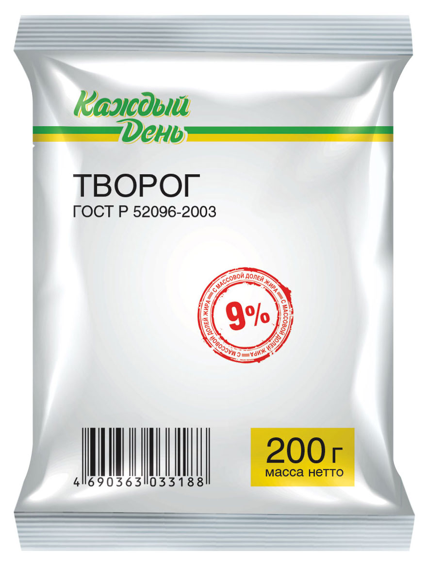 

Творог Каждый день брикет 9% БЗМЖ, 180 г
