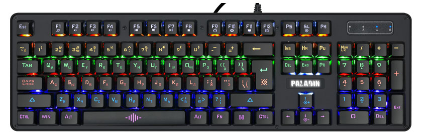 

Клавиатура проводная Defender Paladin GK-370L Rainbow черная