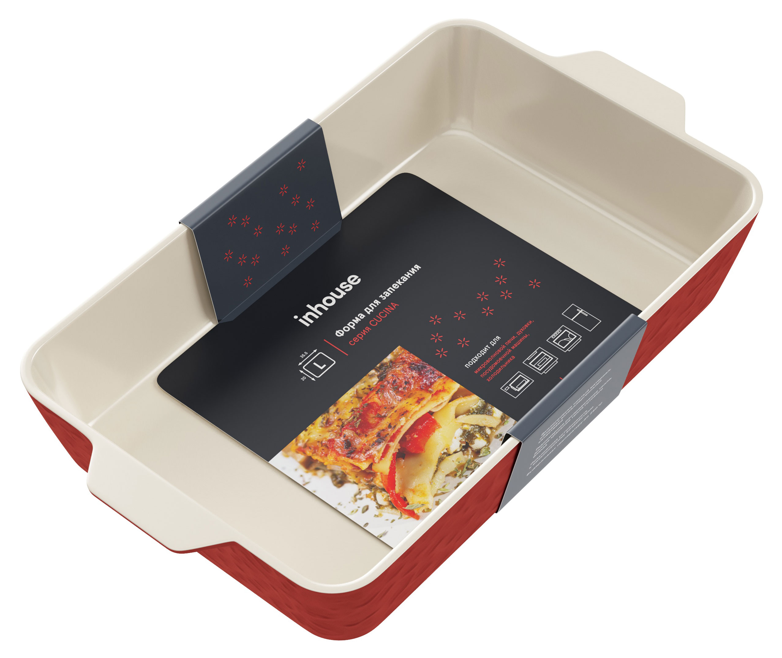

Форма для запекания inhouse Cucina красная, 35,5х20,5 см