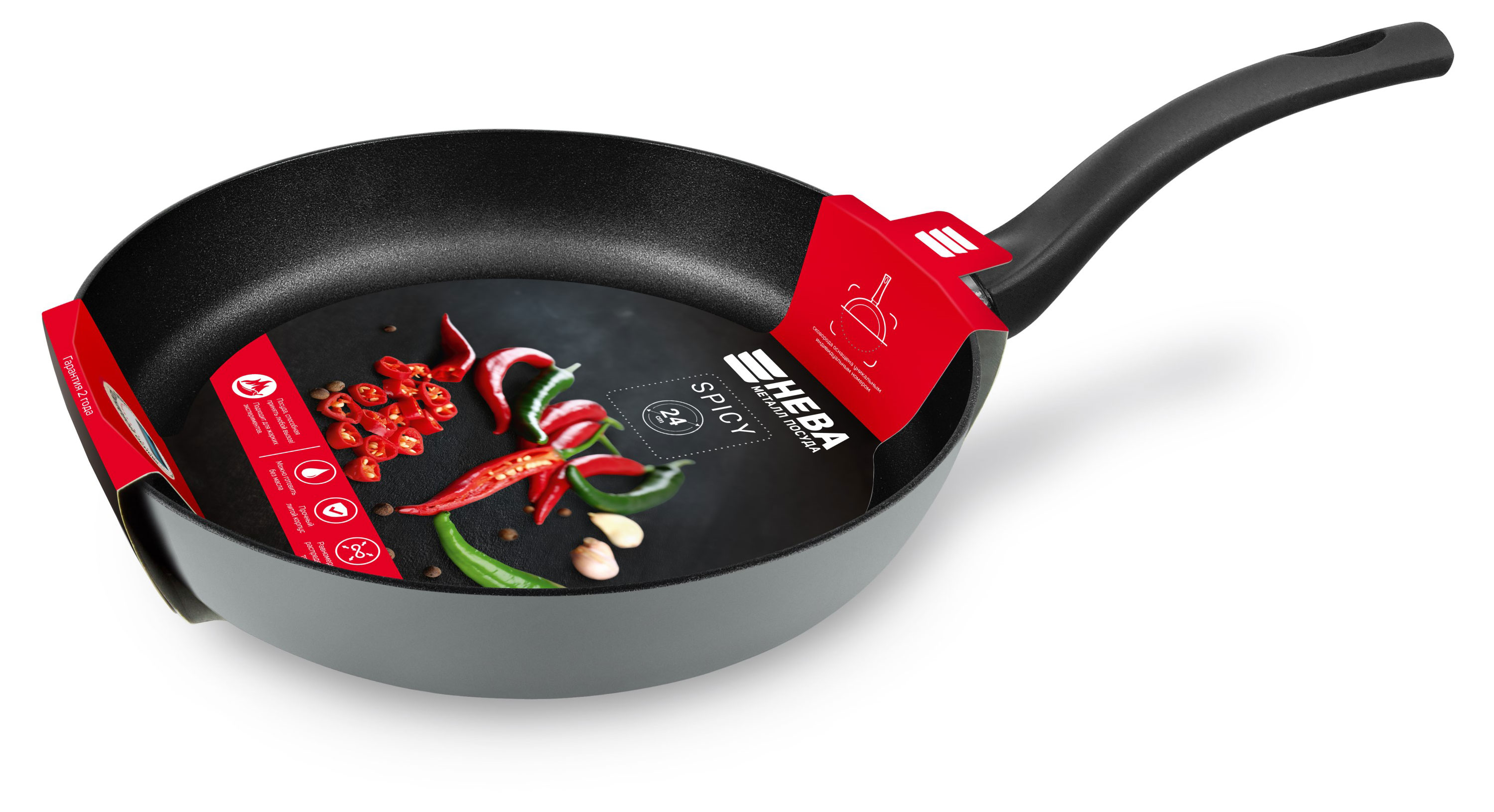 Изображение товара Литая сковорода Нева Металл Посуда Spicy 24 см с антипригарным покрытием