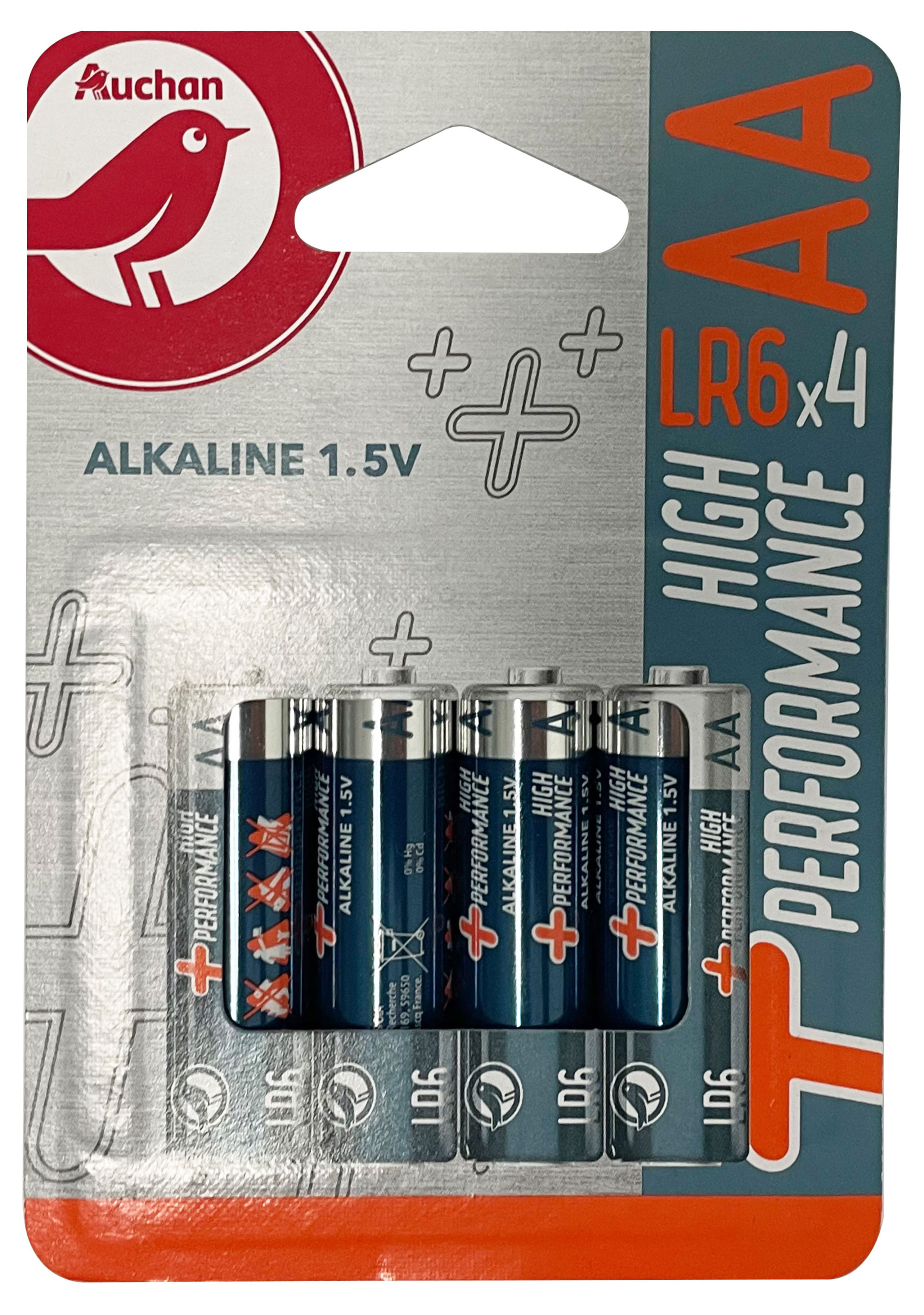 

Батарейки АШАН Красная птица Premium алкалиновые AA LR06, 4 шт