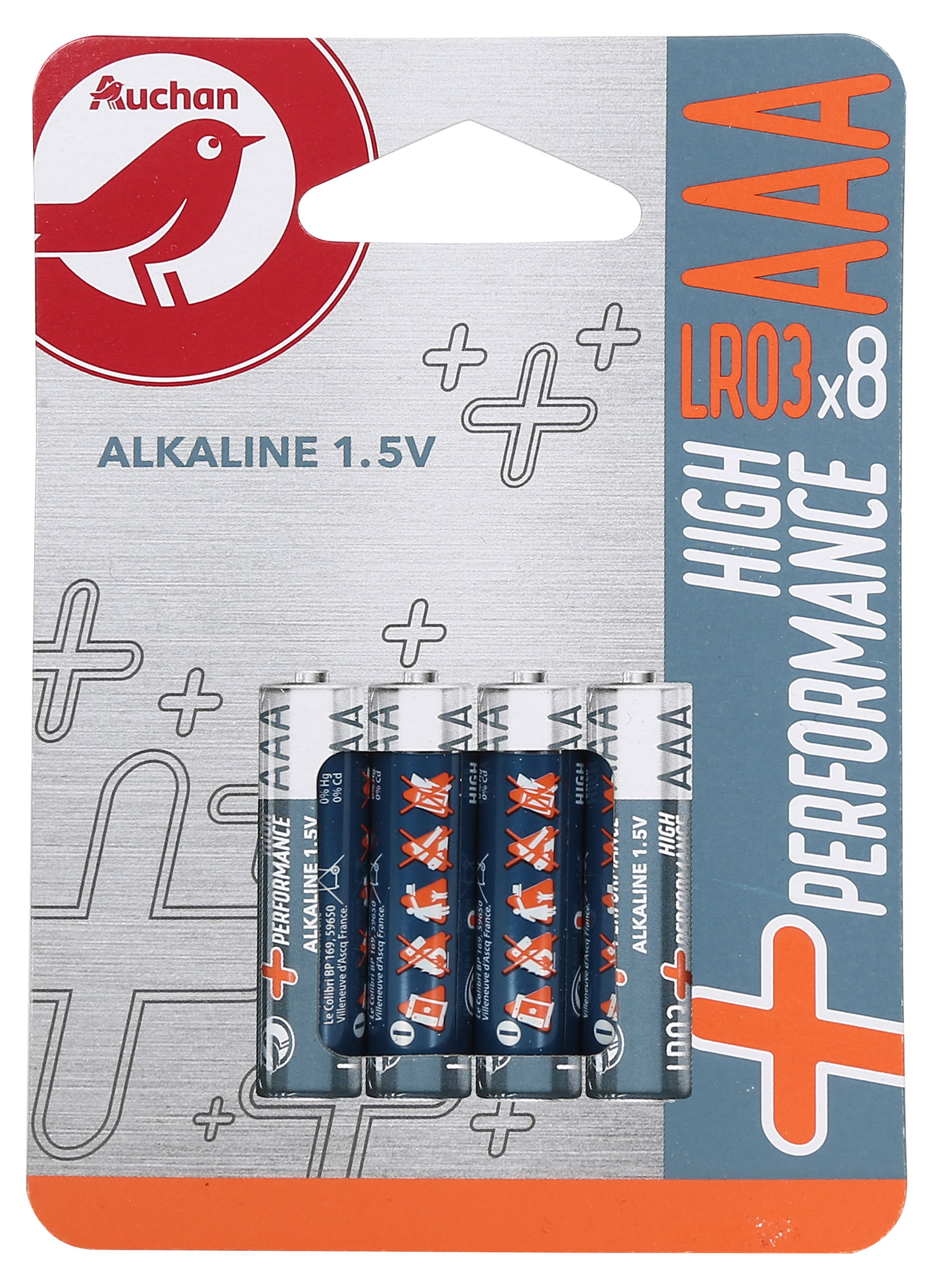 

Батарейки АШАН Красная птица Premium алкалиновые AAA LR03, 8 шт