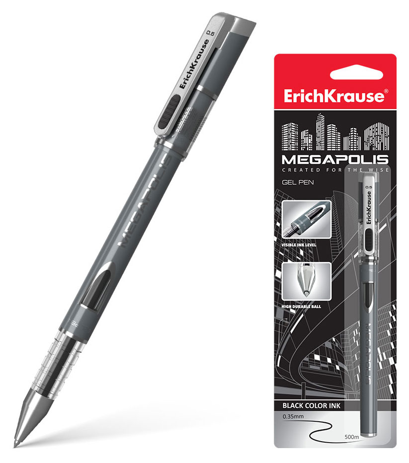 

Ручка гелевая ErichKrause MEGAPOLIS Gel черная