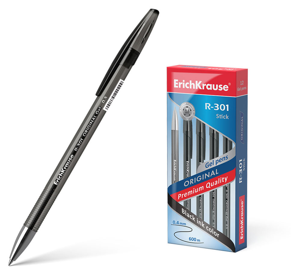 

Ручка гелевая ErichKrause R-301 Original Gel Stick 0,5 мм, черный, 1 шт