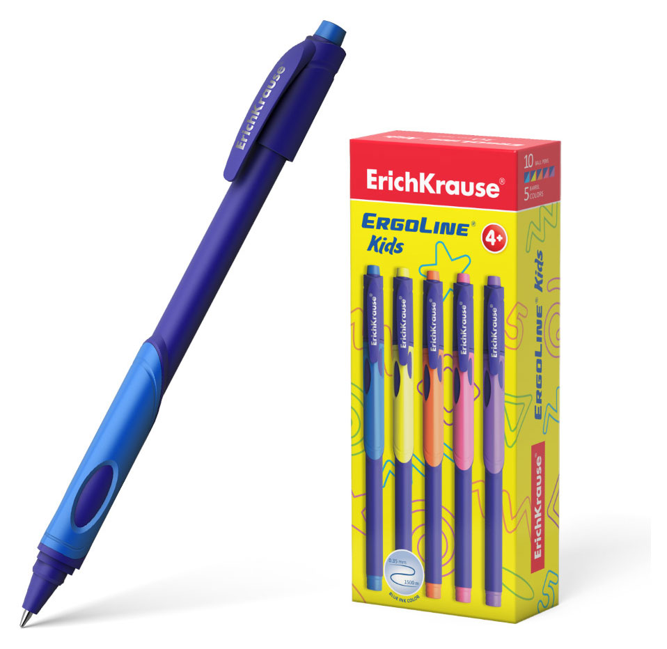 

Ручка шариковая ErichKrause ErgoLine Kids, Ultra Glide Technology синяя, 1 шт в ассортименте