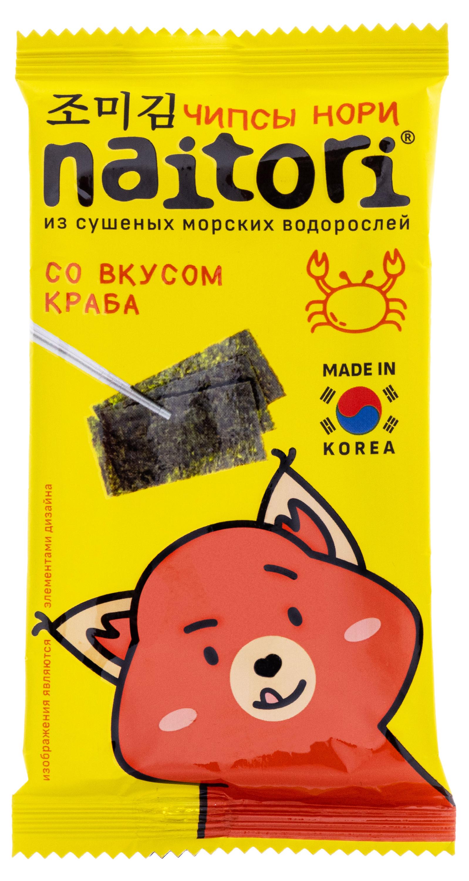 Изображение товара Чипсы Naitori нори из сушеных морских водорослей со вкусом краба, 3 г
