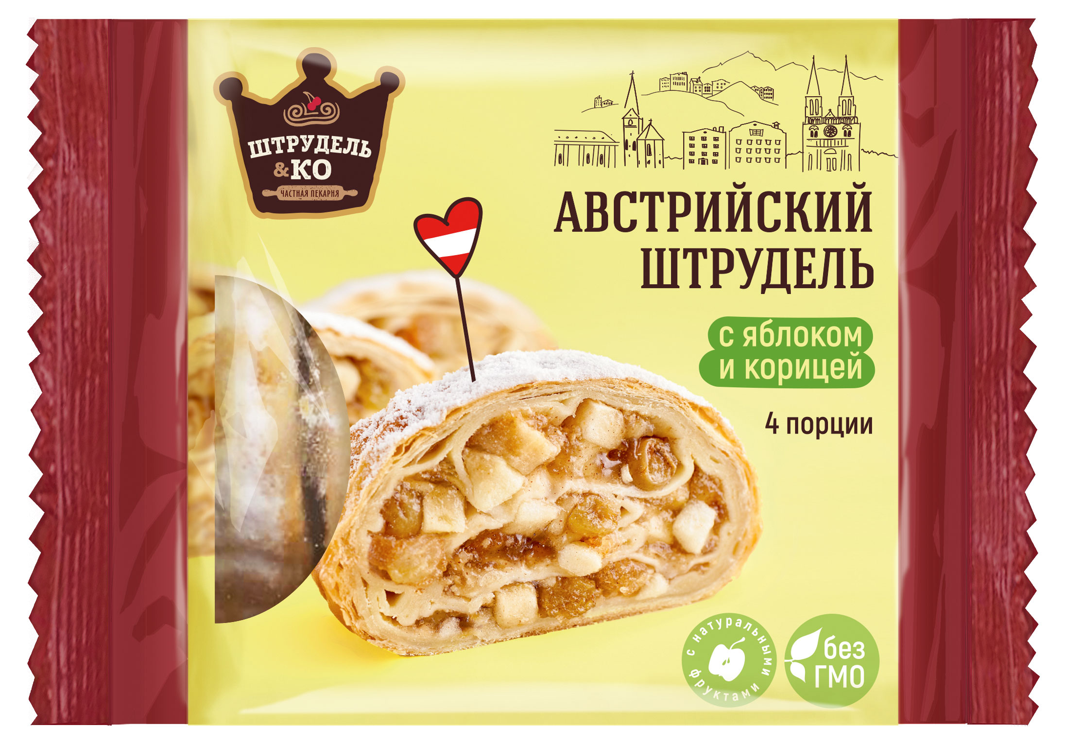 

Штрудель слоеный Австрийский Штрудель&КО с яблоком и корицей охлажденный, 280 г