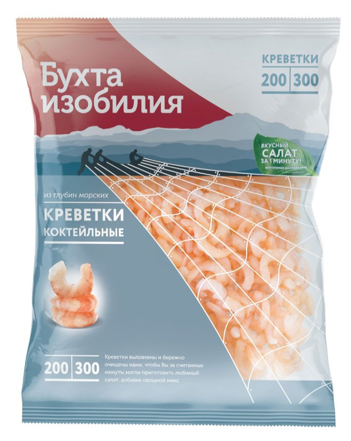 

Креветки Бухта Изобилия очищенные варено-мороженные 200/300, 430 г