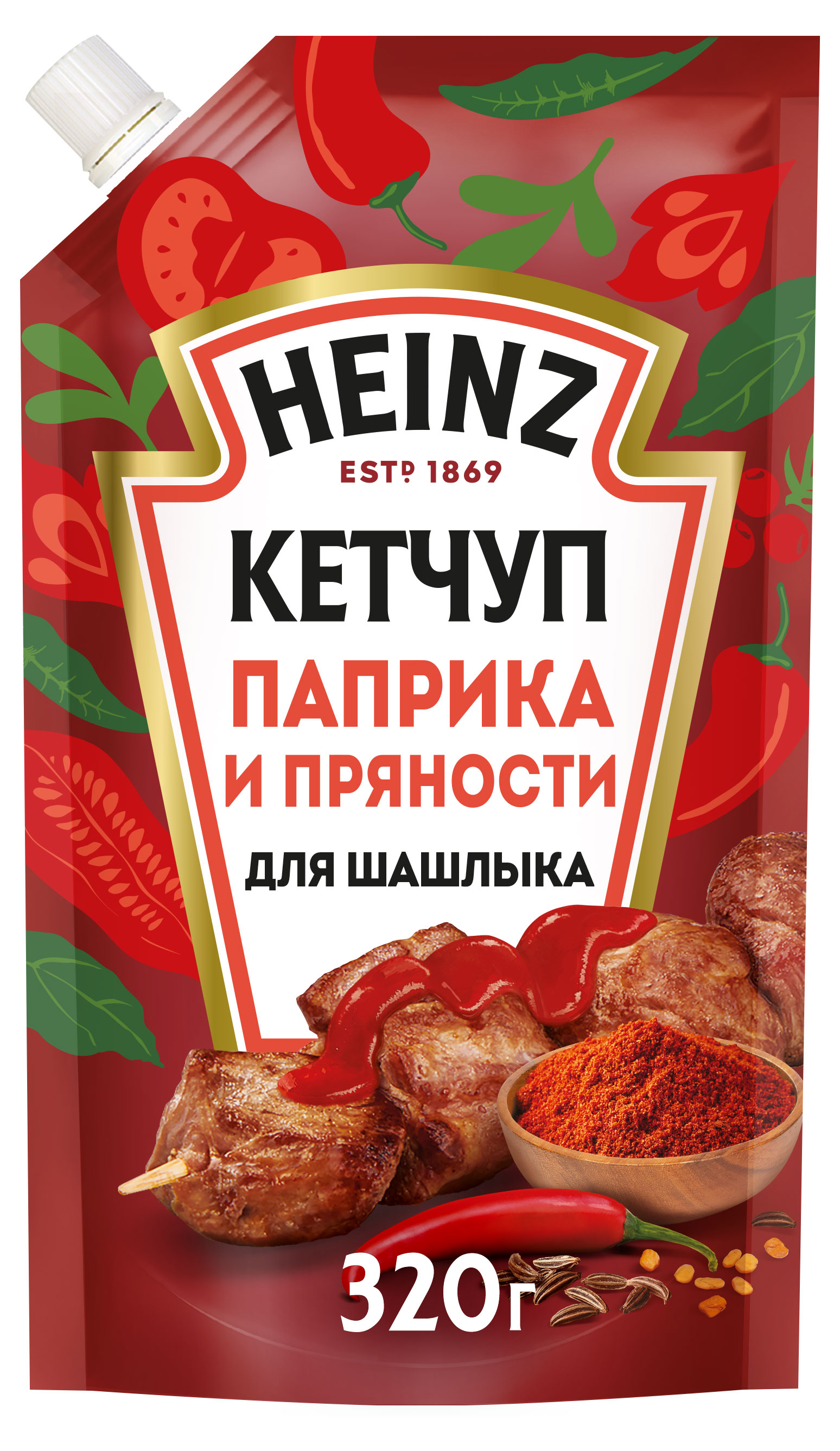 

Кетчуп томатный Heinz Паприка и пряности для шашлыка, 320 г